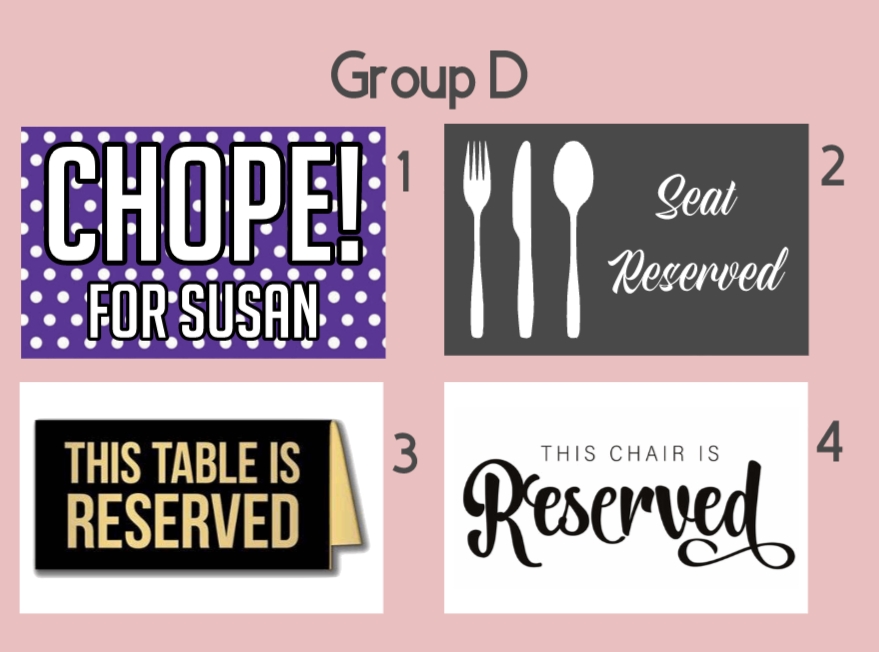 CHOPE CARD with Customised Name/Text, Reserved / Chope Yr seat at ...