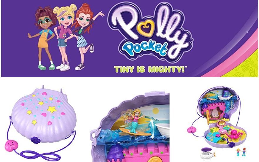 Polly Pocket Mattel Tiny Power Seashell Purse Compact with Wearable ...