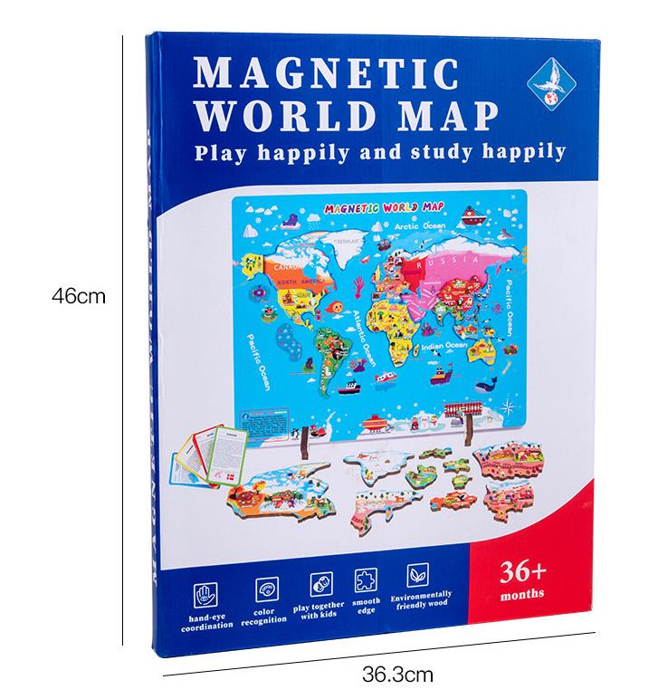 【MQLITTLESHOP】Wooden Magnetic World Map Learning Tool Education World ...