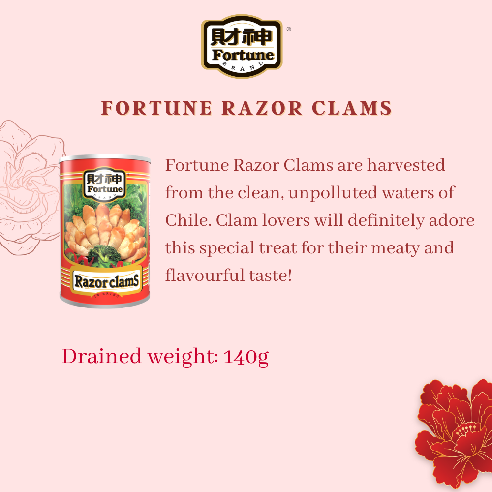 [Bundle of 3] Fortune Razor Clams 425g (DW: 140g) (Exp: 01/2028 ...
