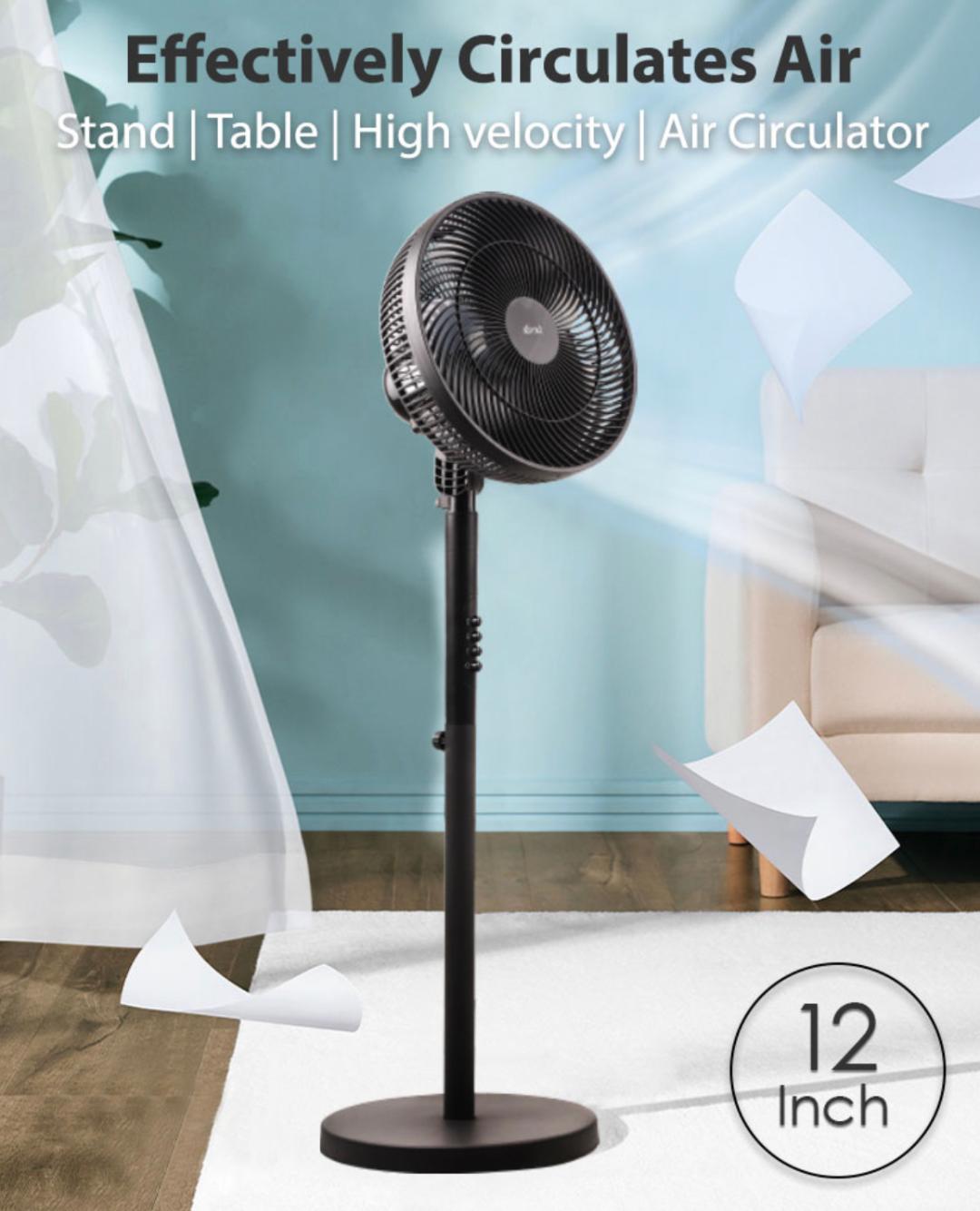 IONA 12” (7 Bladed) Air Circulation Stand Fan GLSF 121 | GLSF121 (Black ...