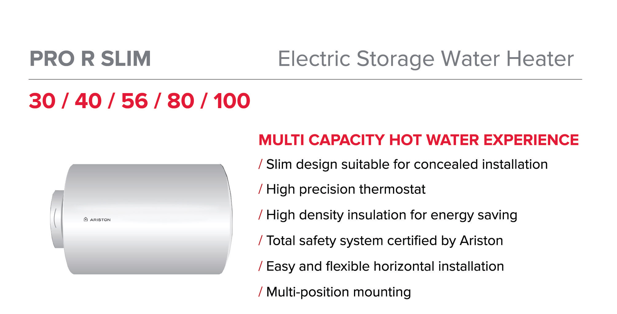 Ariston x sgPlumbMart PRO R SLIM Storage Water Heater 30L/40L/56L/80L ...