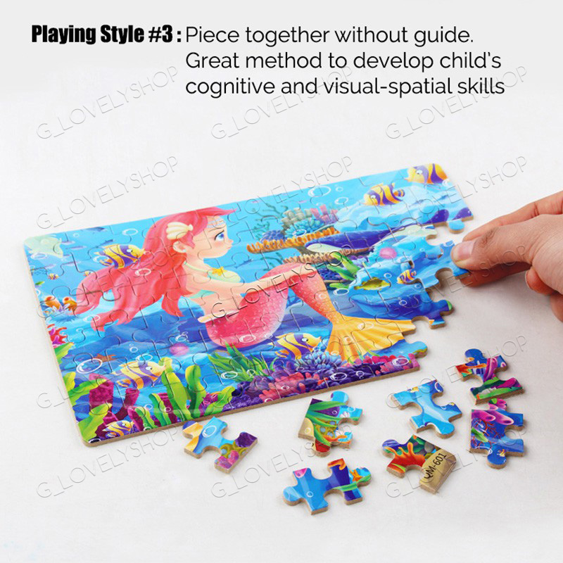 Cute Cartoon 60pcs Wooden Jigsaw Puzzle Tin Box Kids Educational Toy ...