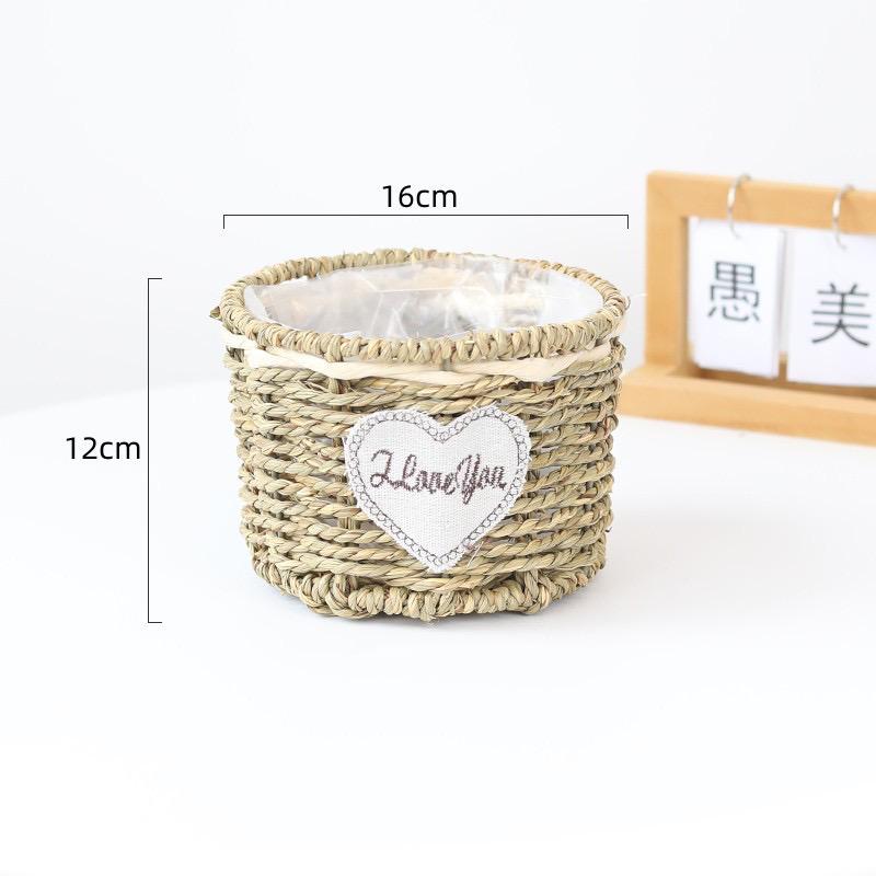 Woven Plant Pot Basket Table Plant Basket Container Hand-Woven Table ...