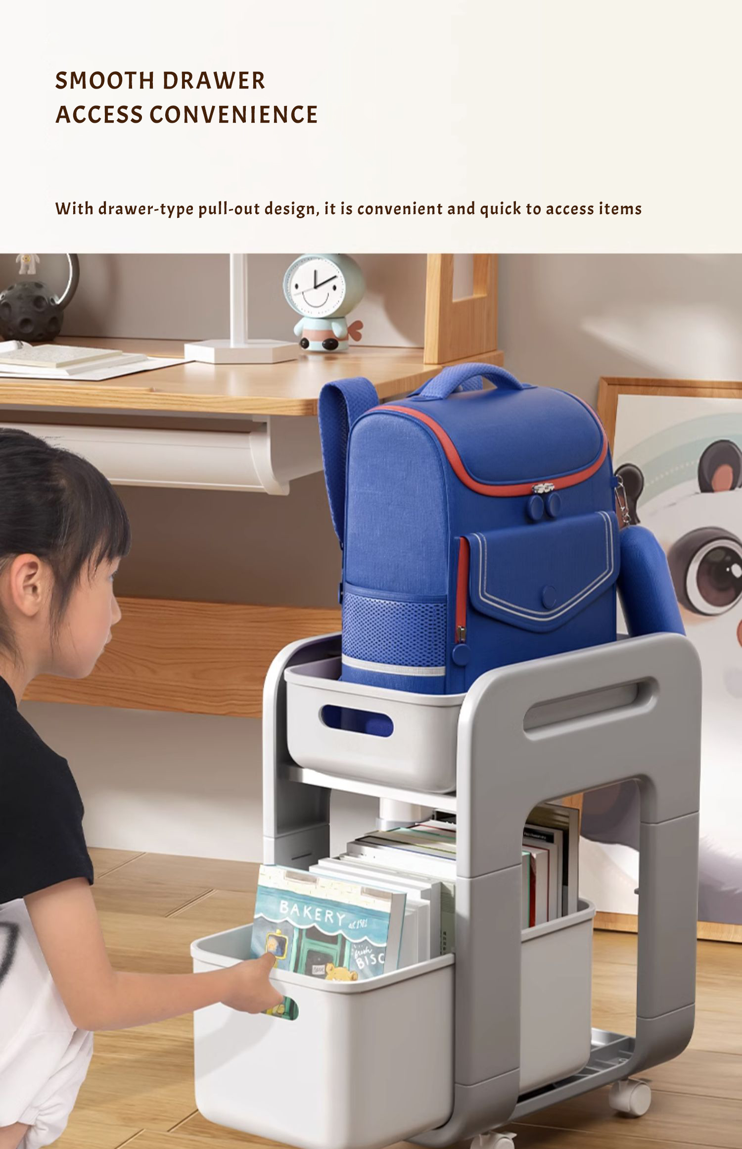 [SG STOCK] Schoolbag storage rack, movable book storage rack, pulley ...