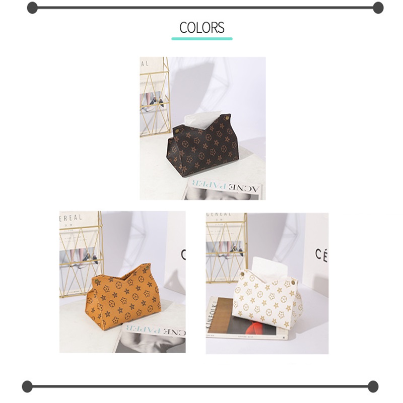PU Leather Luxury Pattern Triangle Tissue Box Holder Home Living Room ...