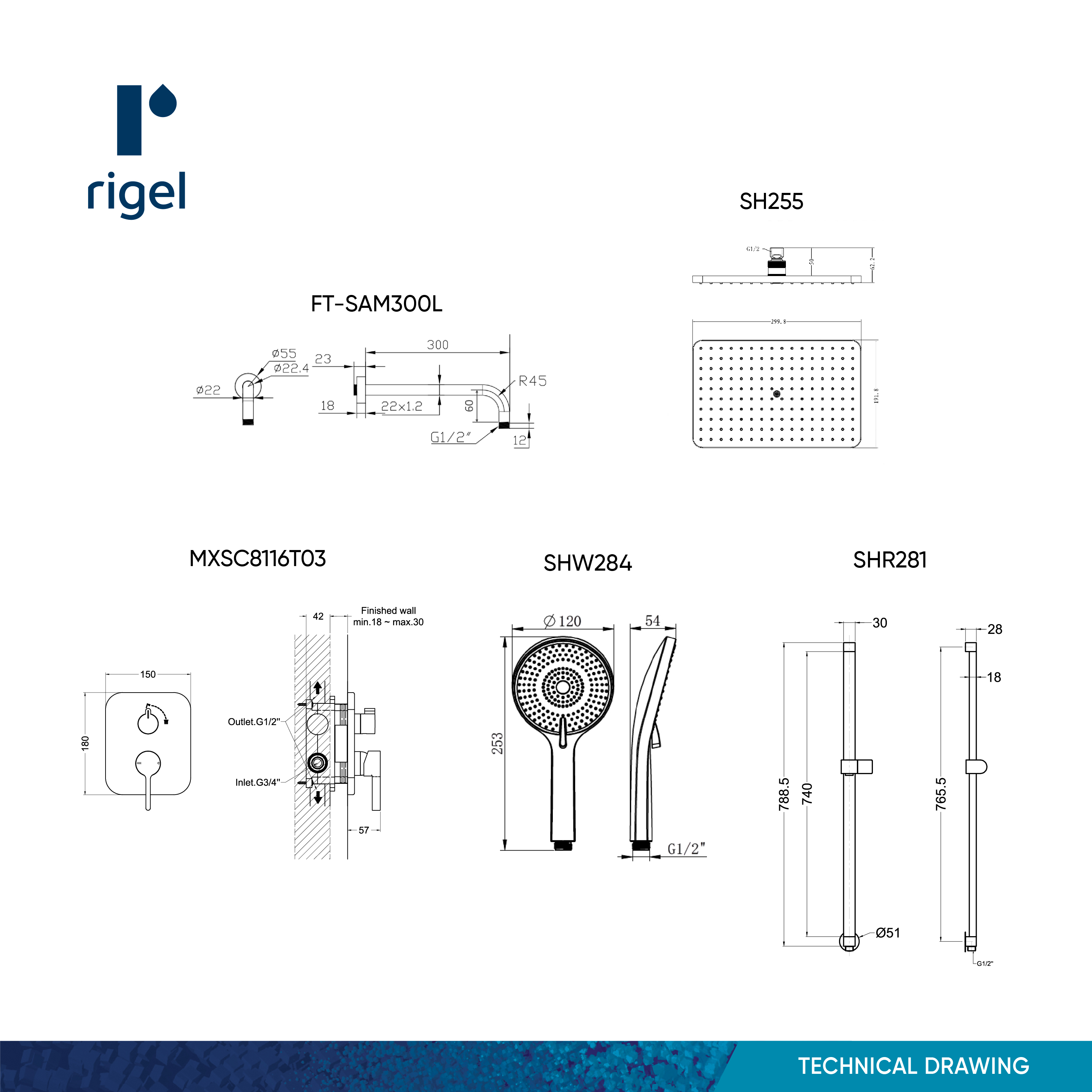 RIGEL Chrome Concealed Rain shower system Stellar 2.0 | Shopee Singapore