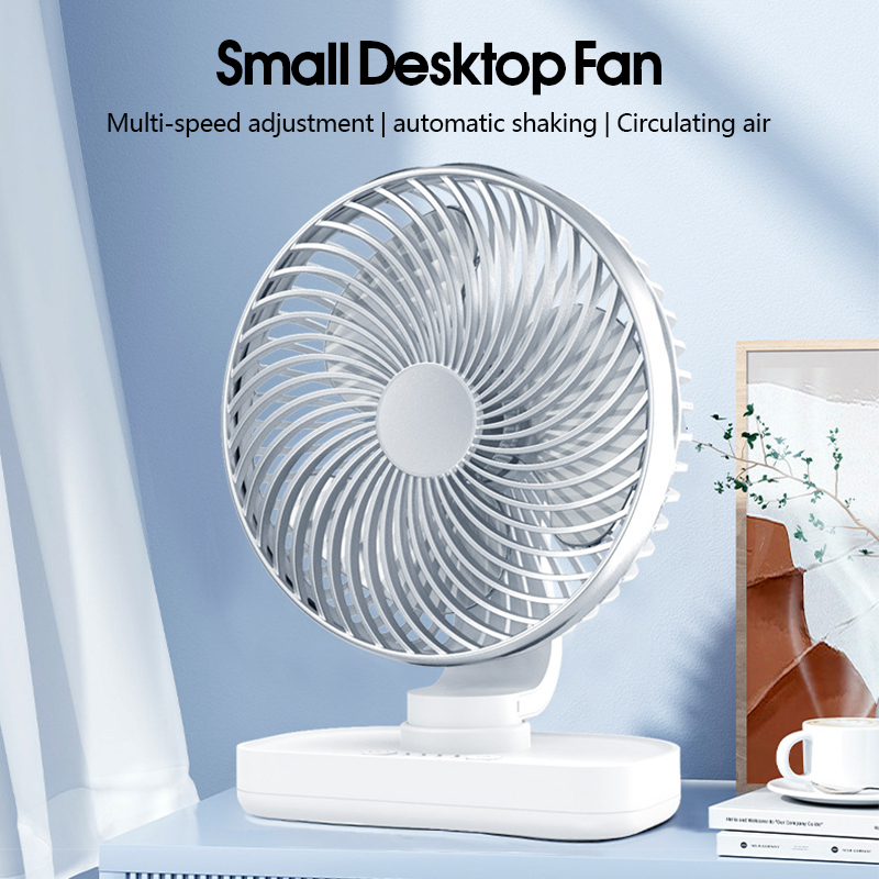【SG Seller】Wireless Mini Desk Fan Auto Rotatable Table Fan Rechargeable ...