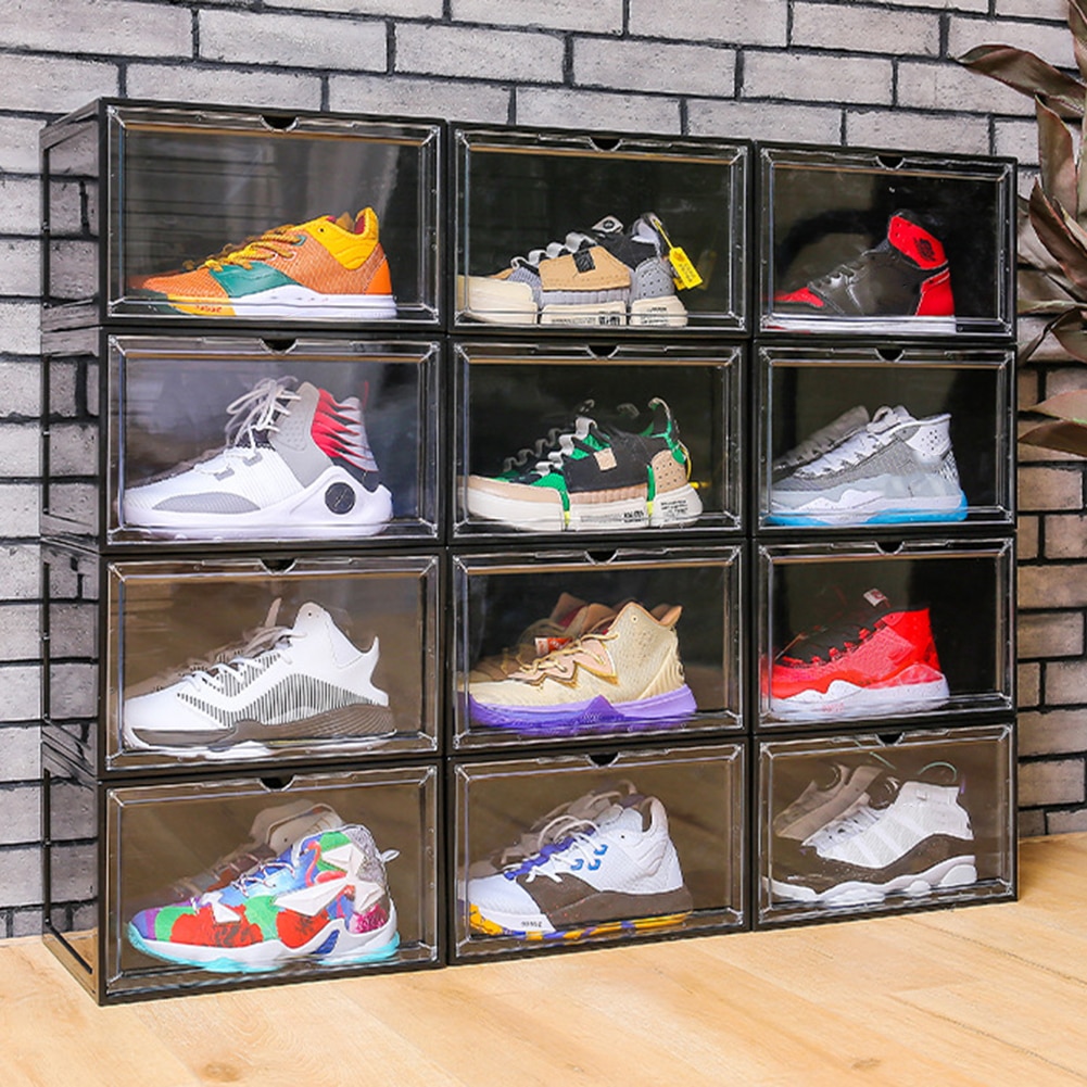 STAHMFOVER 3-Pack Clear Shoe Boxes Stackable Plastic Sneaker Box Container,  Magnetic Side Open Shoe Organizer and Shoes Storage Case, Full Transparent  Versatile Display Case for Hats/Models : Amazon.sg: Home