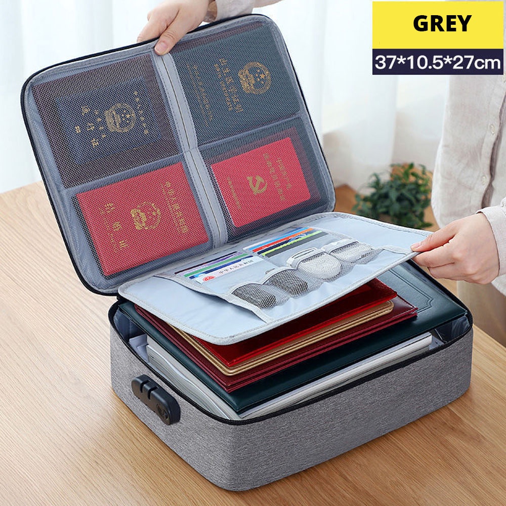 【SG】Document Storage Bag with Lock Fireproof Organizer Filing Box ...