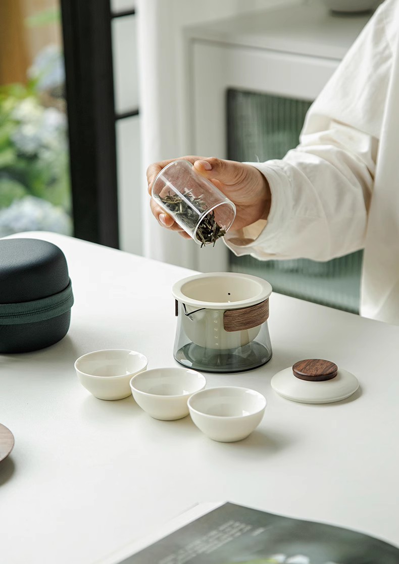 Portable Palace Style Chinese Tea Set Teapot One Pot Three Cups Travel ...