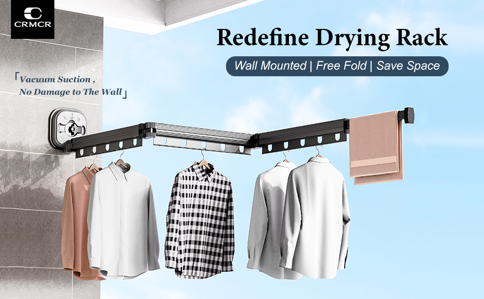 Save Space Retractable Clothes Towel Drying Rack Balcony Indoor Folding ...