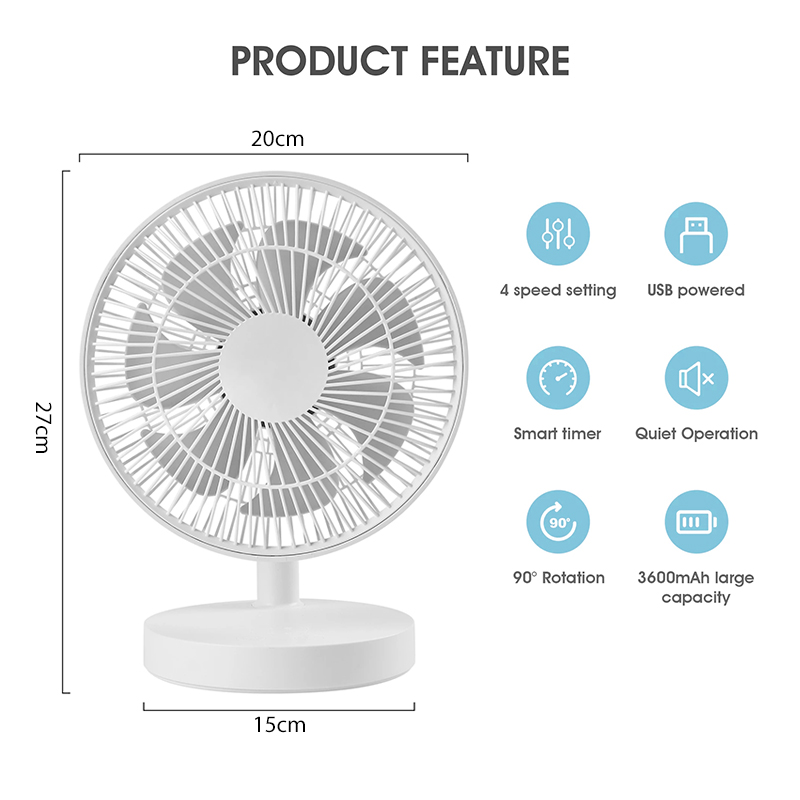 【Local Stock】Desktop Fans Strong Wind Rechargeable 4 Speeds with Timing ...