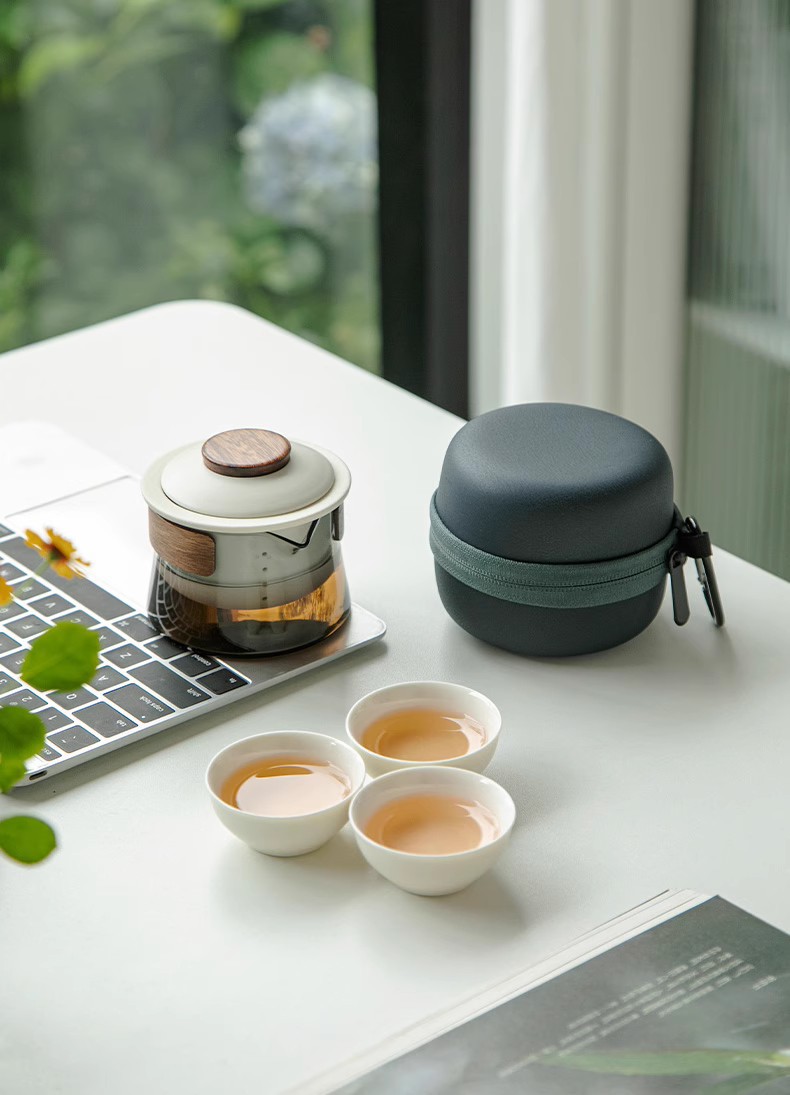 Portable Palace Style Chinese Tea Set Teapot One Pot Three Cups Travel ...