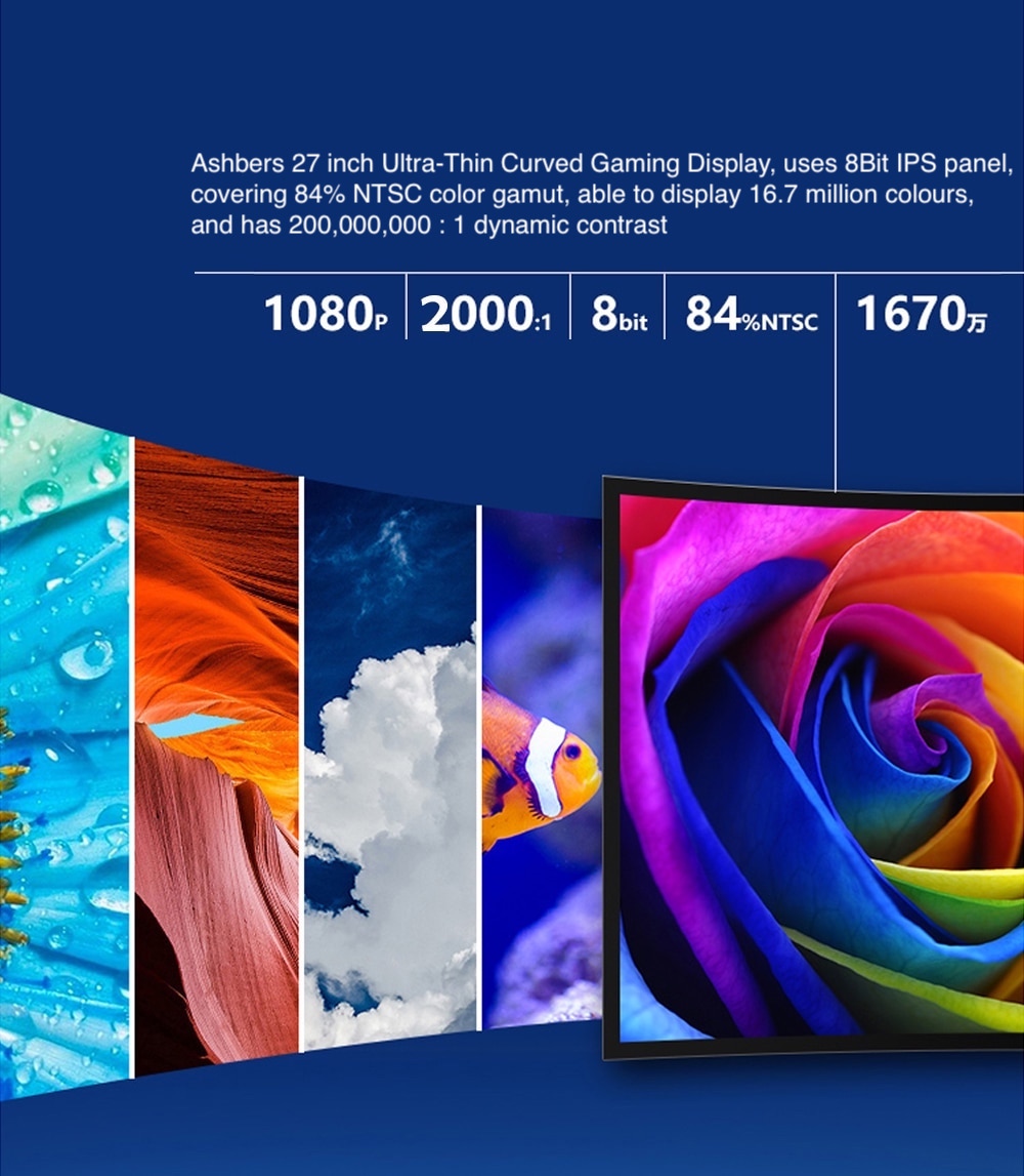 PROMO 27 inch Ultra-Thin Curved Gaming Display LED Computer Monitor ...
