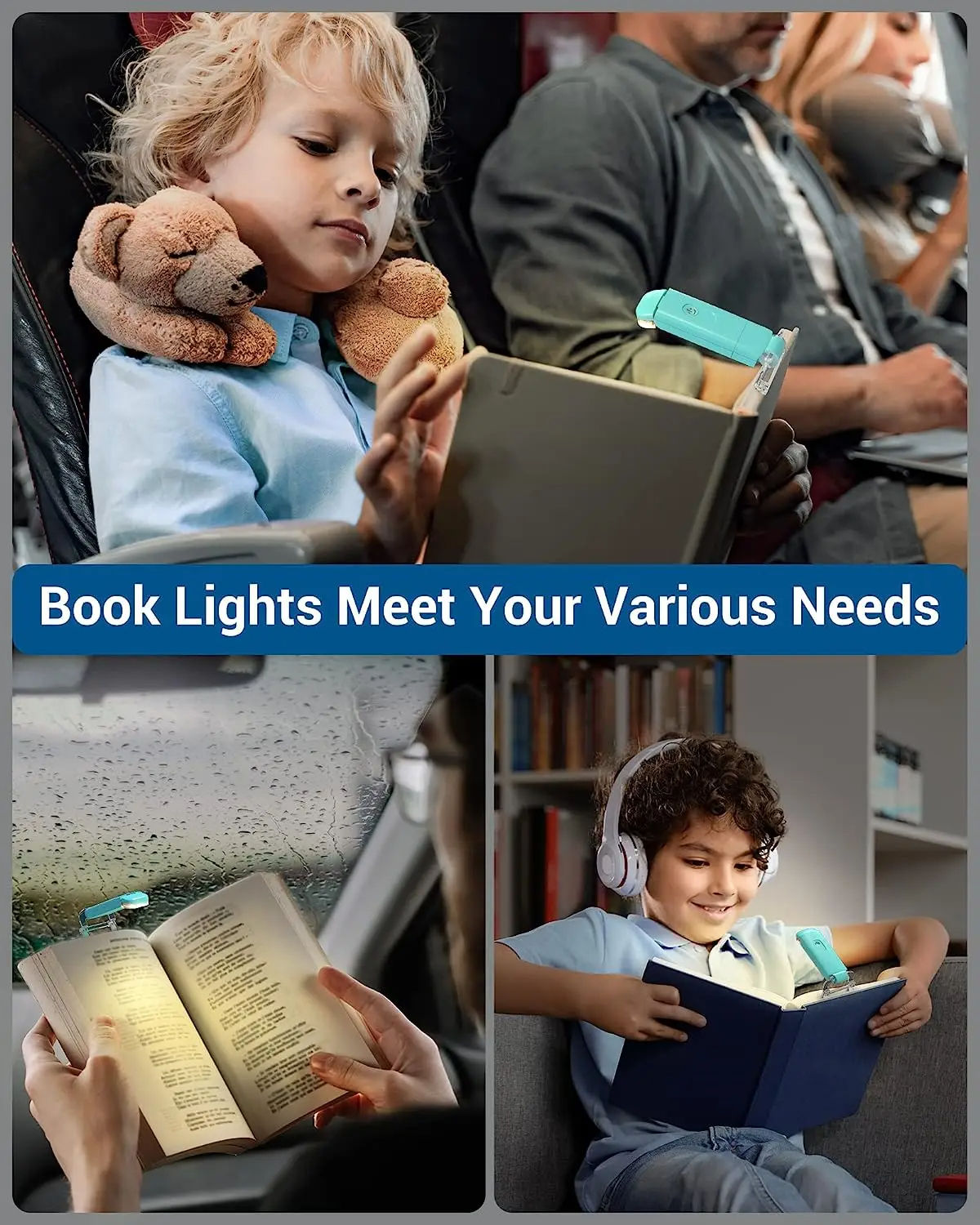 USB Rechargeable Book Light for Reading in Bed, Portable Clip-on LED ...