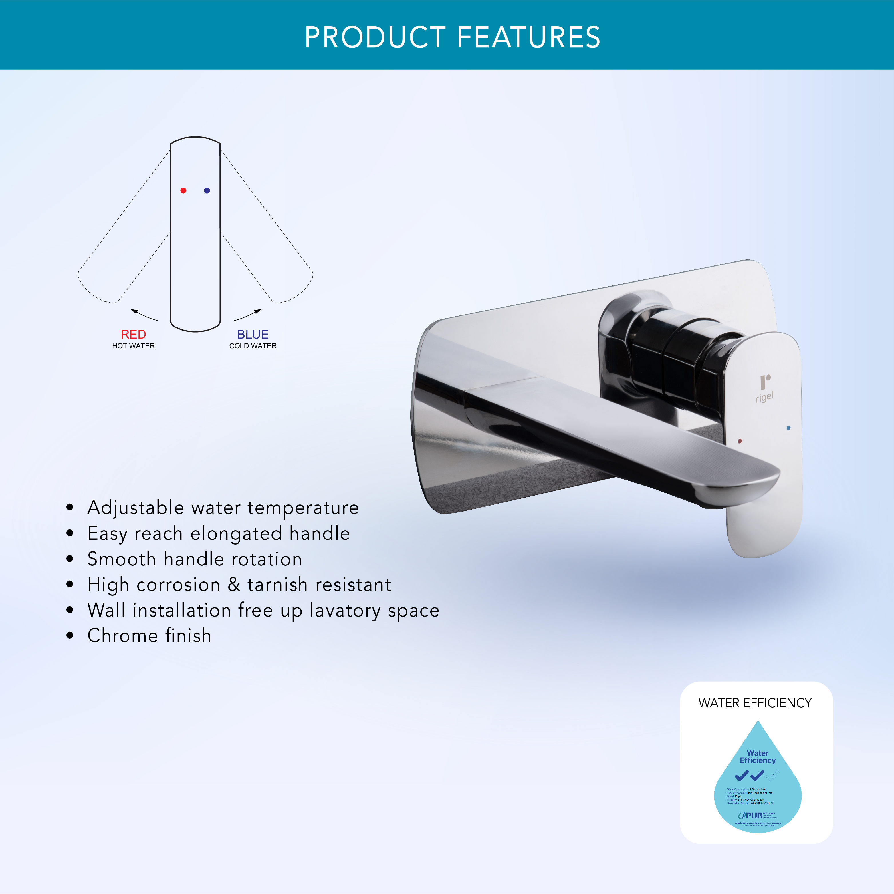 [P.O] RIGEL Wall Mounted Basin Mixer Tap MXBW591702 - Delivery End ...