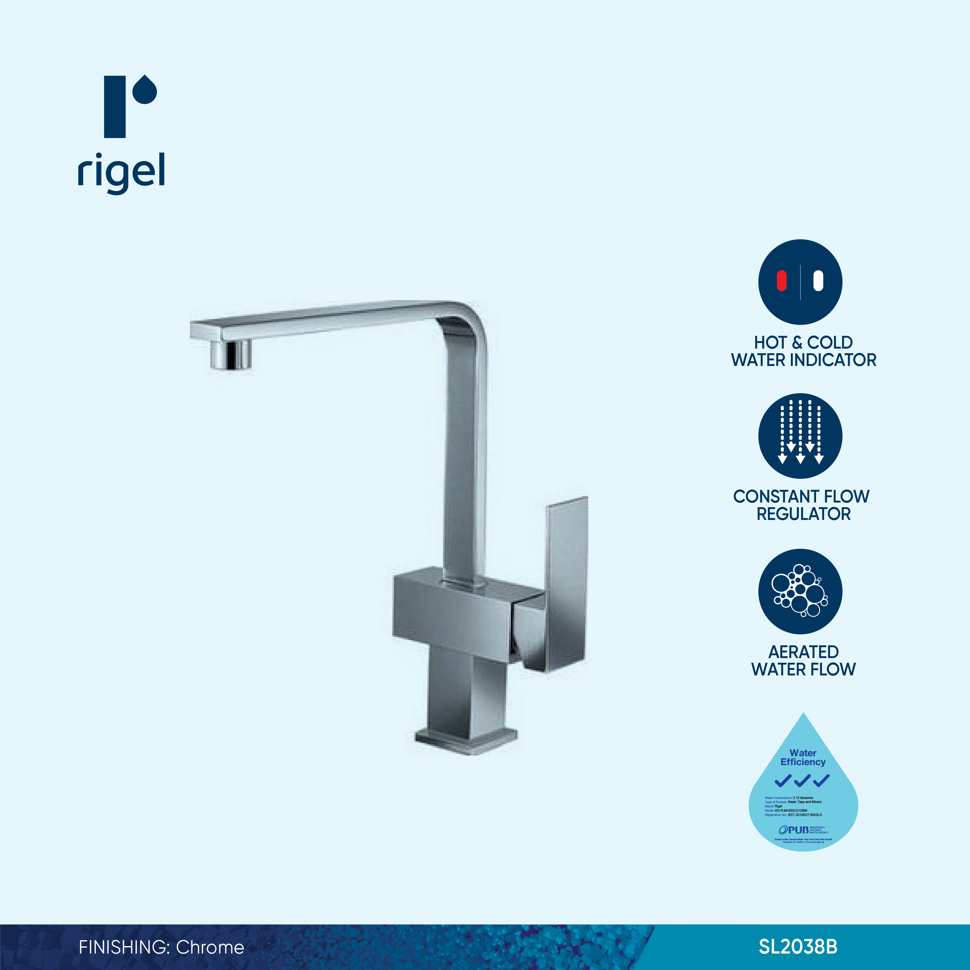 RIGEL Kitchen Faucet Mixer Tap SL2038B | Shopee Singapore
