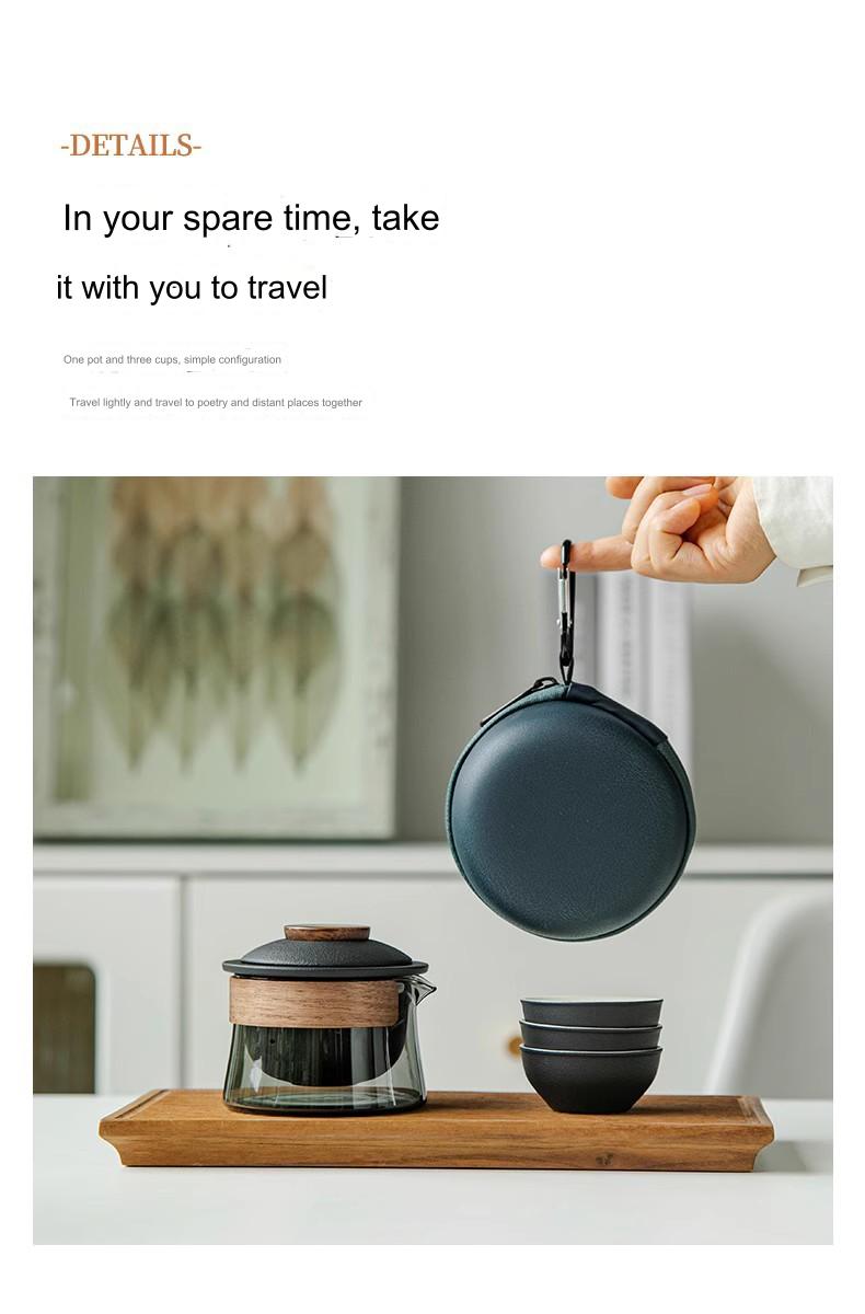 Portable Palace Style Chinese Tea Set Teapot One Pot Three Cups Travel ...