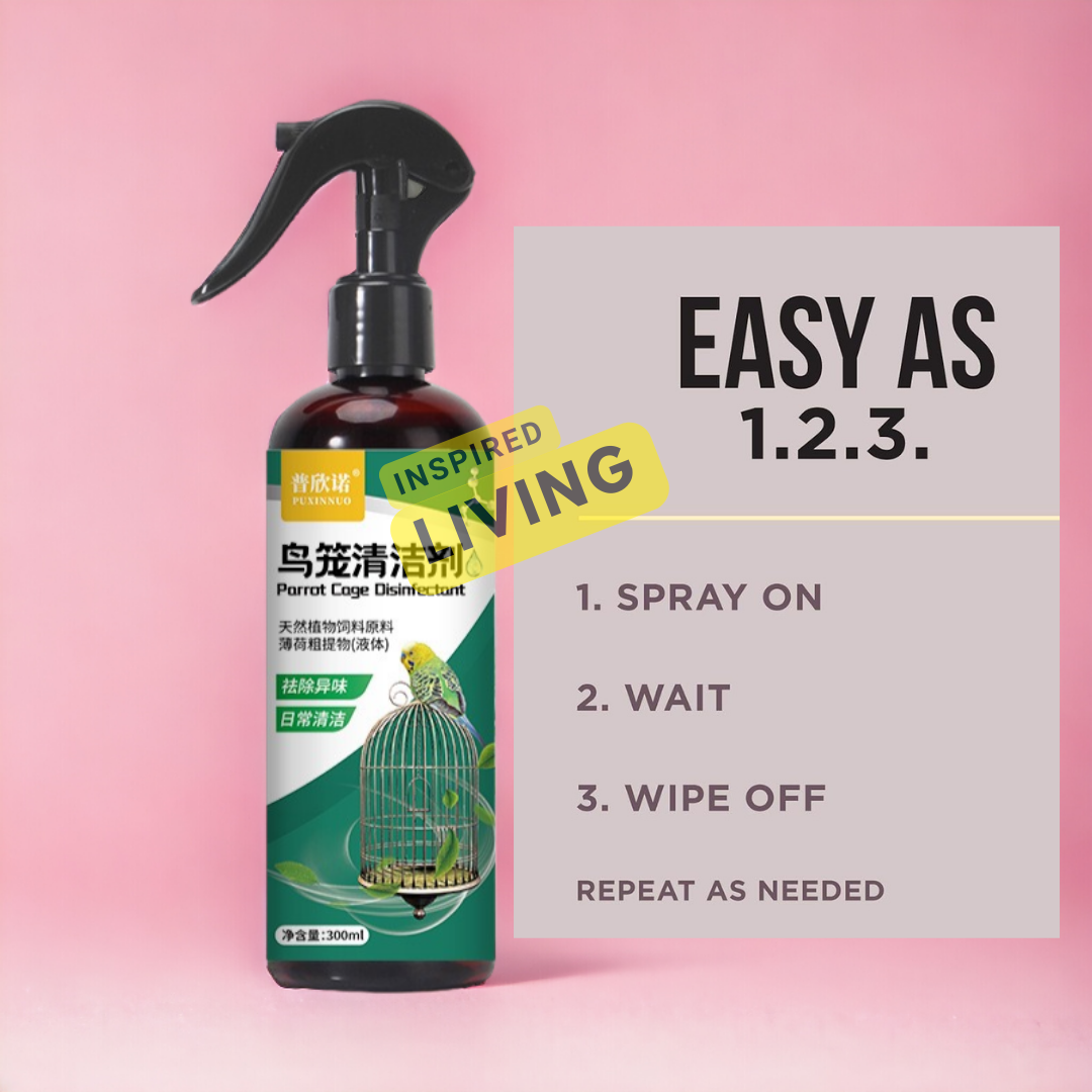 Organic Bird Cage Cleaner and Deodorizer - Just Spray/Wipe - Safely ...