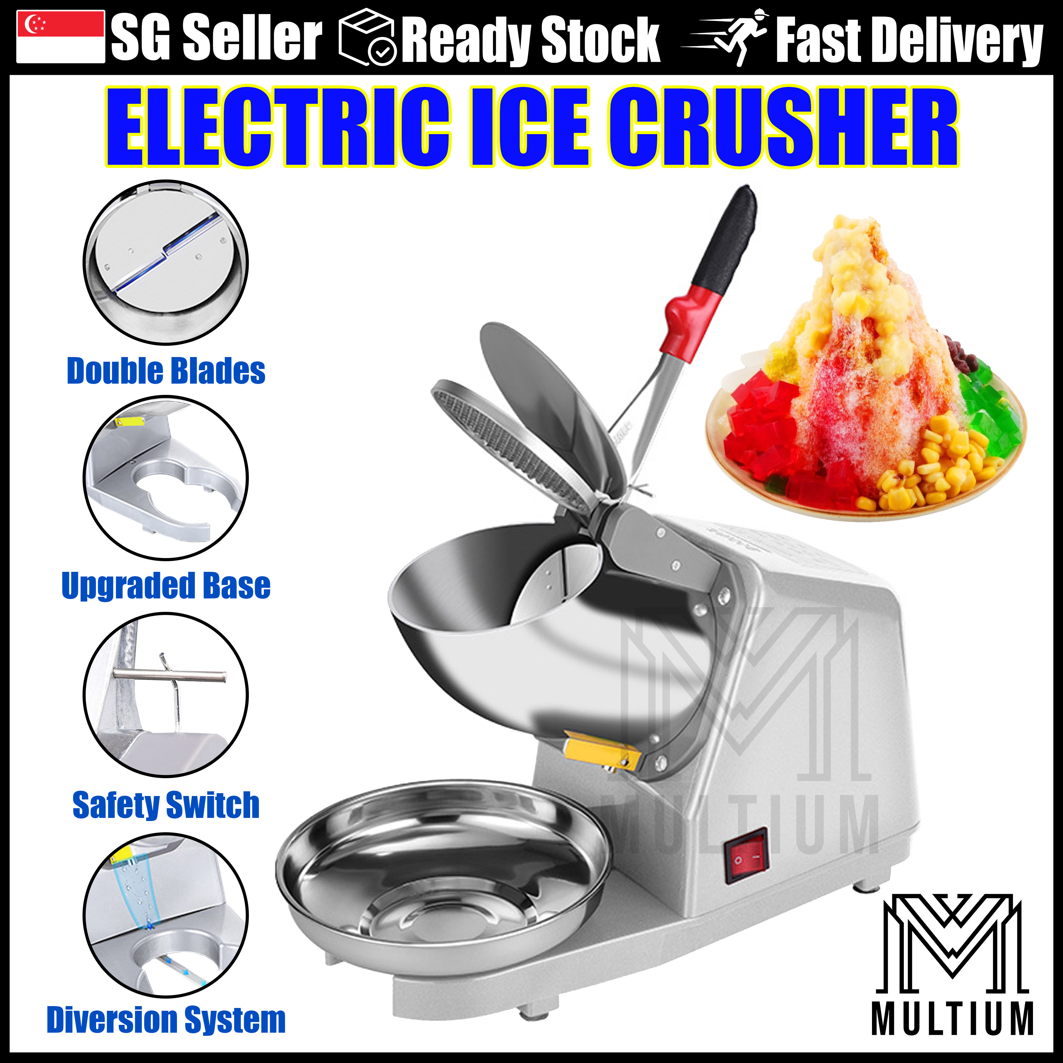 Electric Ice Crusher Shaver Silver |Ice Dessert Ice Shaver Stainless ...