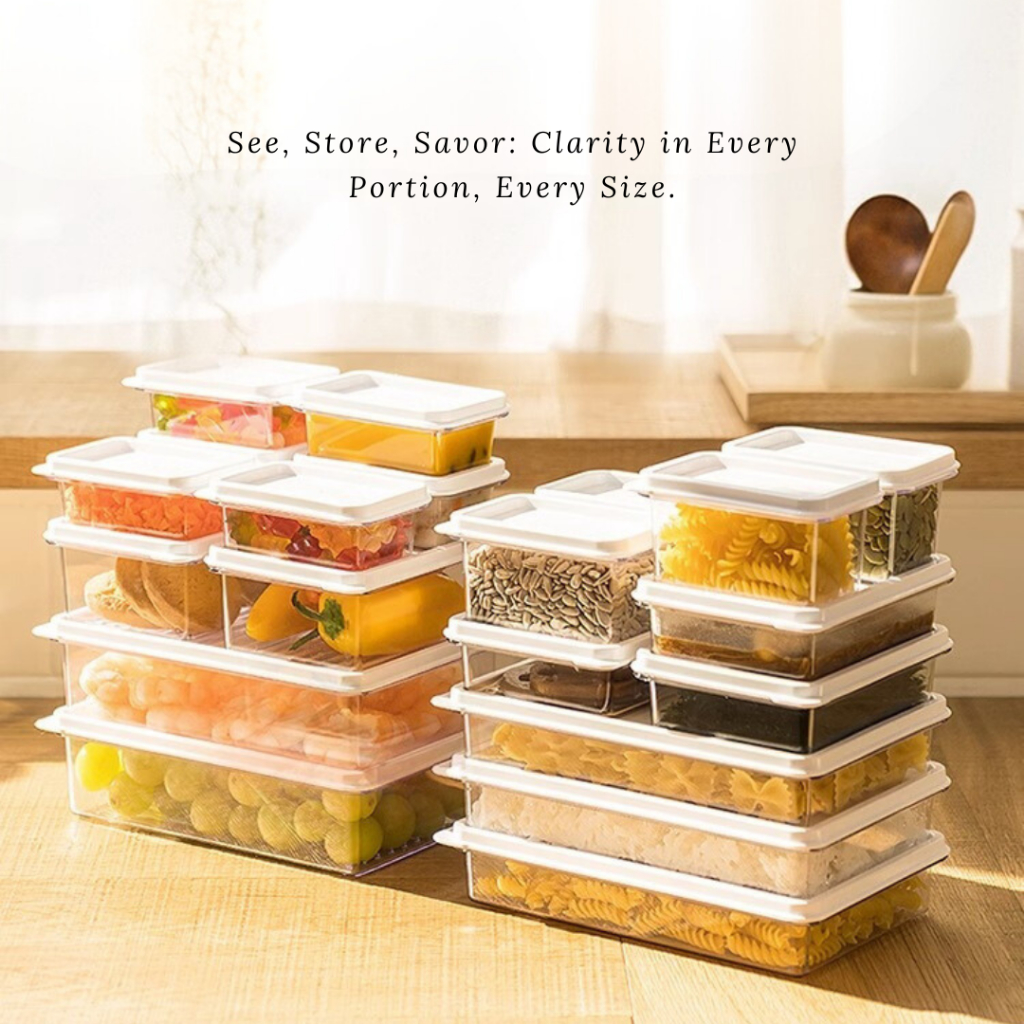 Stackable Food Storage Box with Lid Fridge Storage Box 450ml/650ml ...