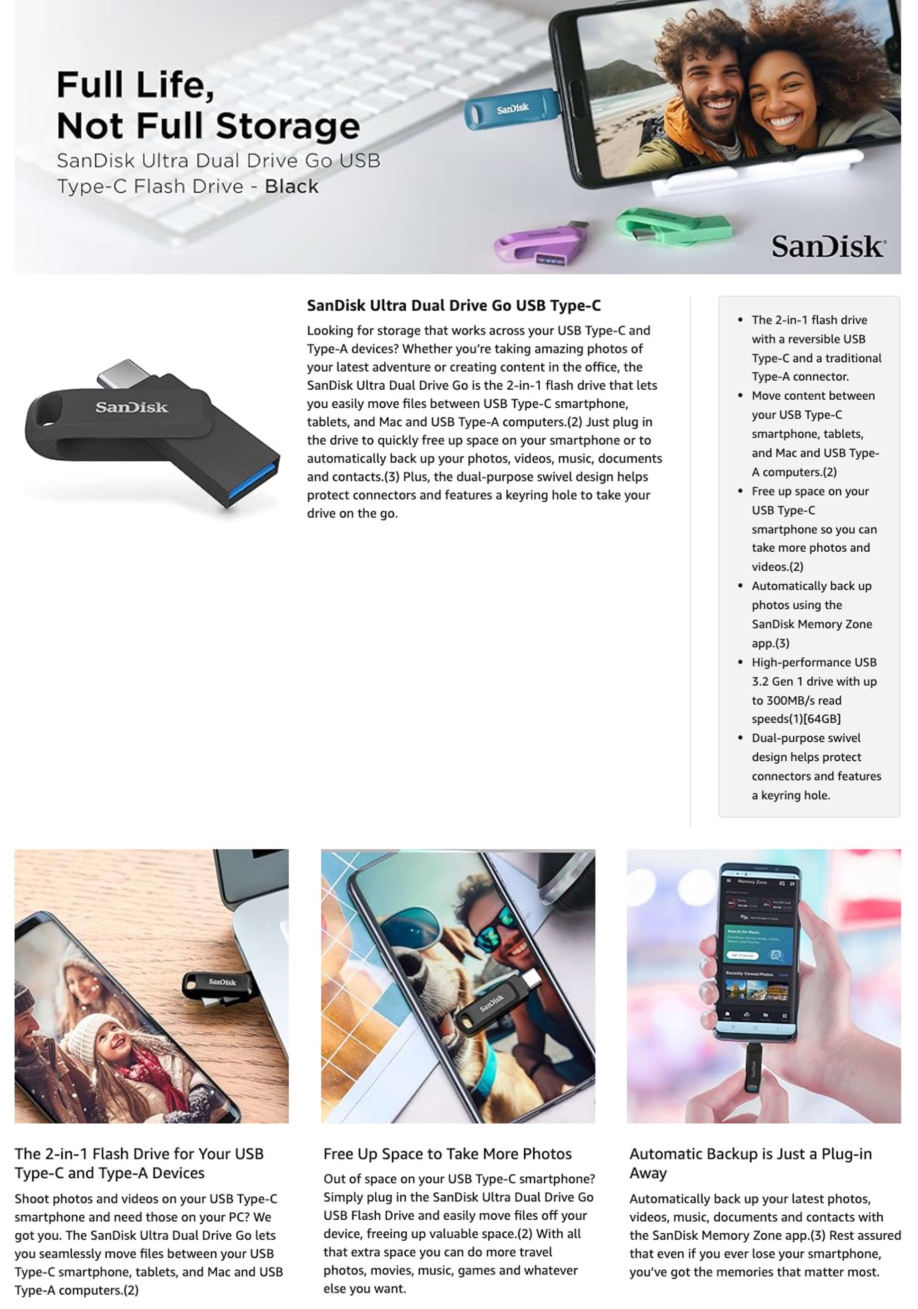 Sandisk Ultra Dual Drive Go Type C USB 3.2 Thumb Drive Flash Drive ...