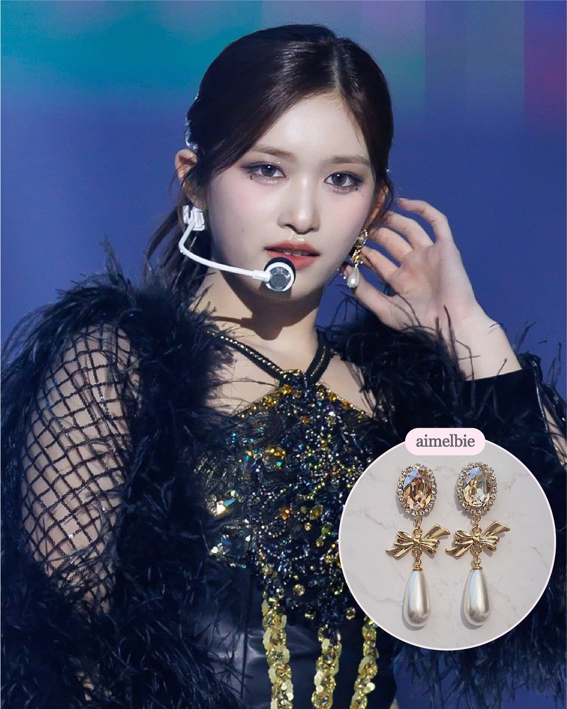 [IVE Leeseo, Kep1er Xiaoting Earrings] ♥ Korean Jewelry aimelbie ♥ Golden  Shadow and Ribbon Earrings