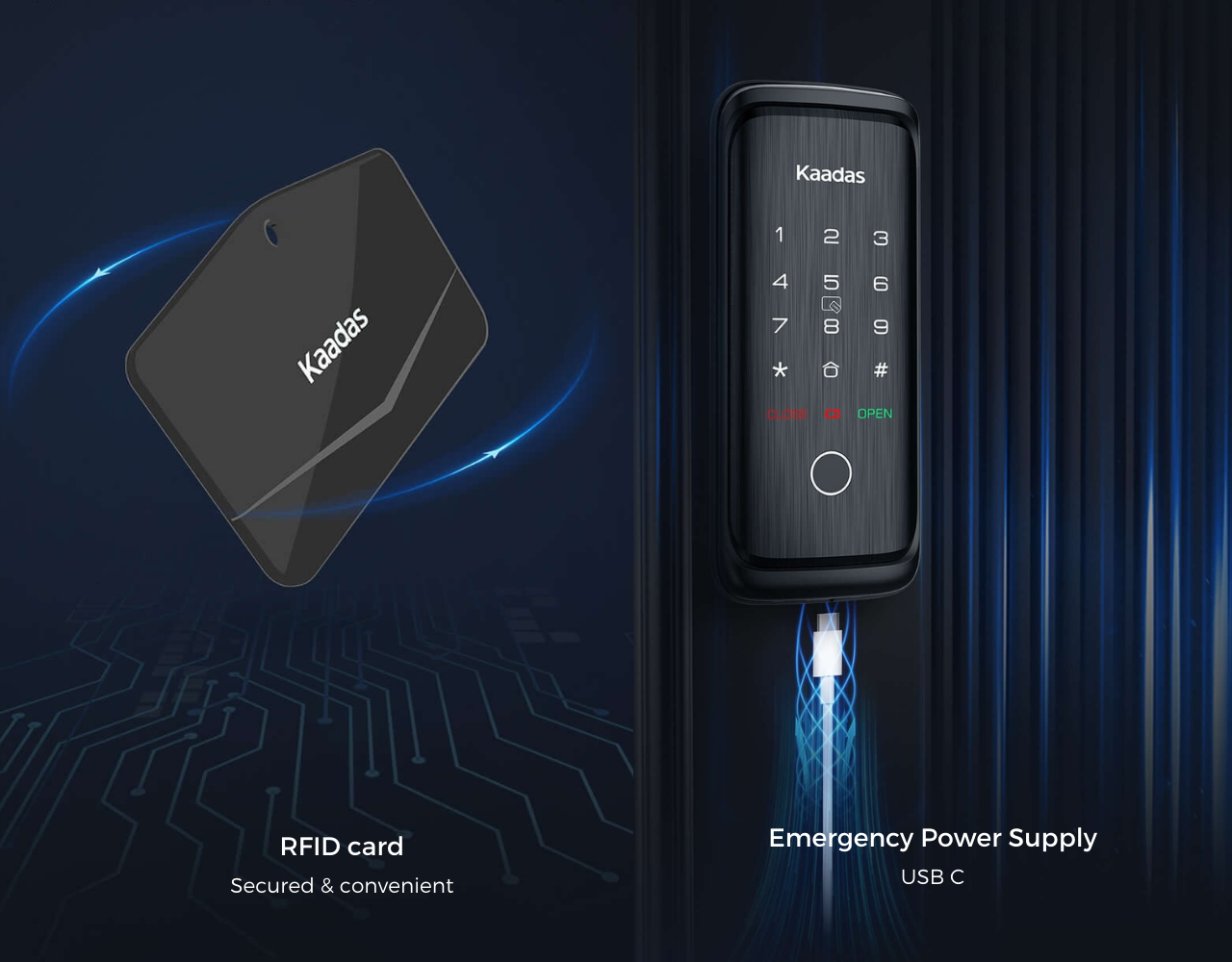 Kaadas K9 5w Digital Door Lock Wifi Enabled Gate Lock Bundle Sole