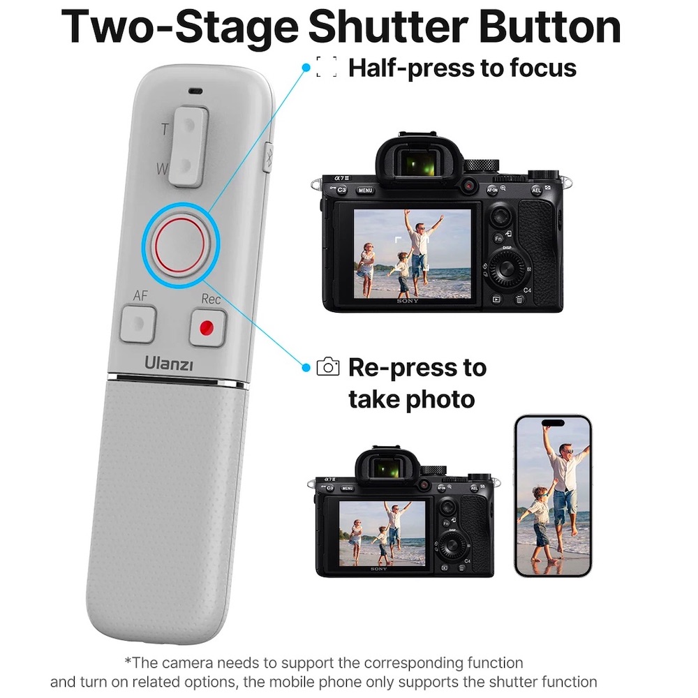 Ulanzi AS006 Wireless Bluetooth Remote Control for Sony A6400 ZV-E10 A7 ...
