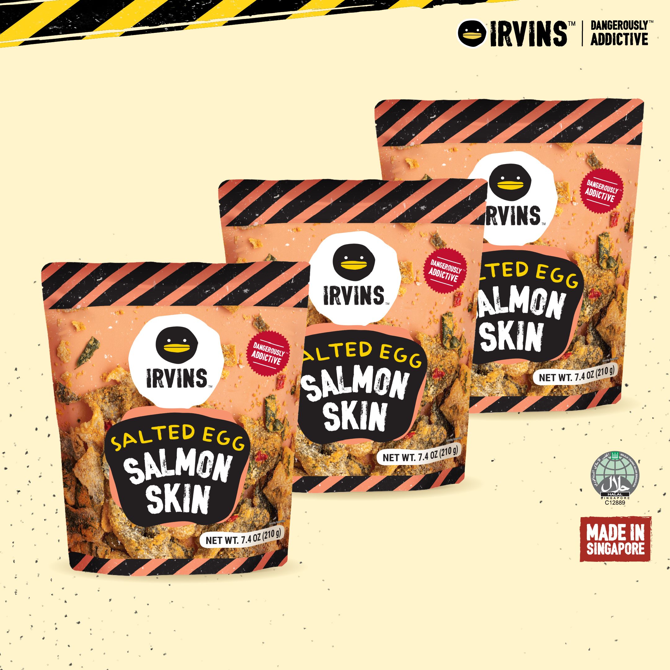 [Bundle of 3] IRVINS Salted Egg Salmon Fish Skin 210g (3xSESS210 ...