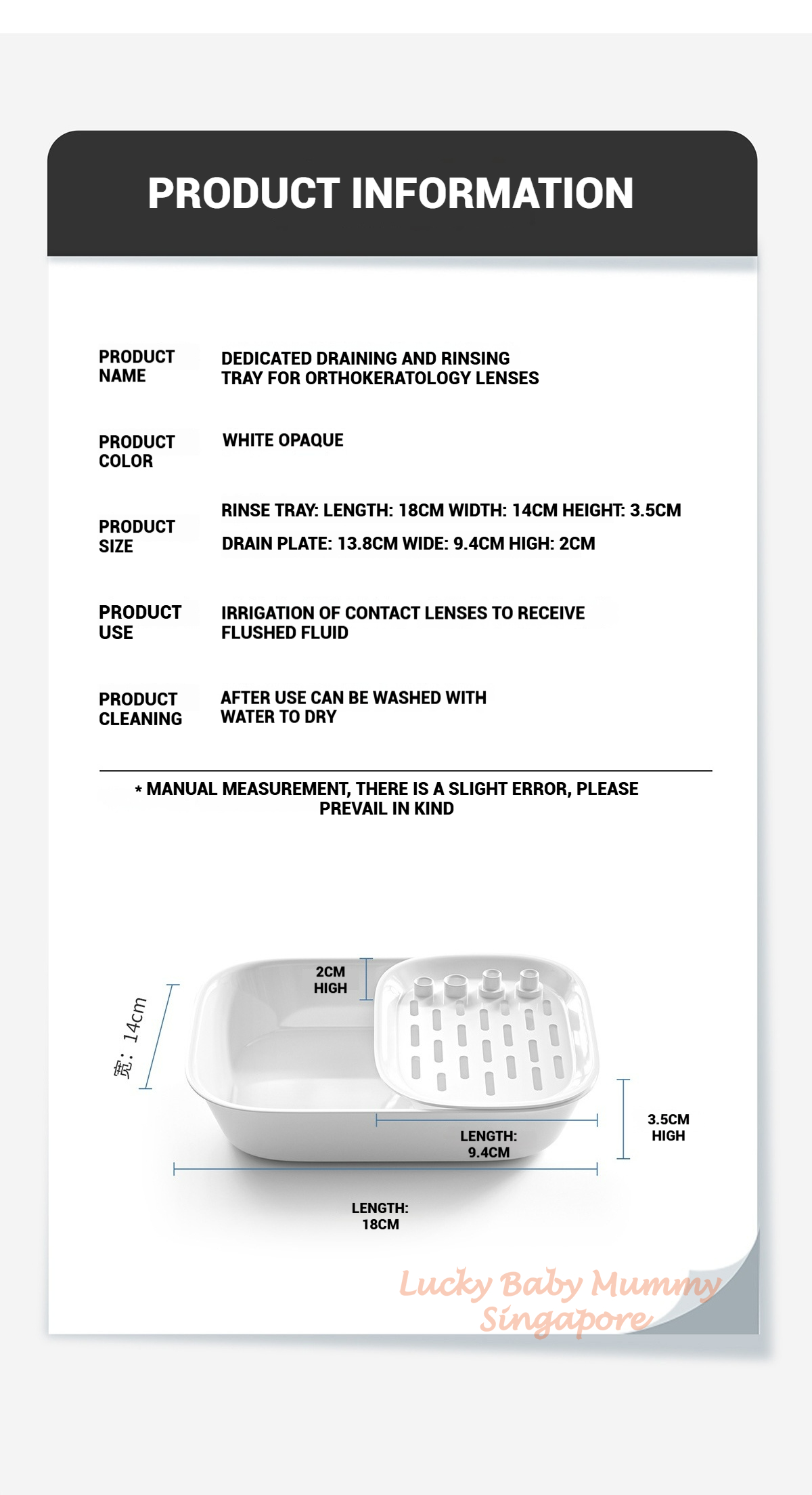 RGP & Ortho-K Lens Accessories/Light Mirror/Drain Rinse Tray/Drain ...