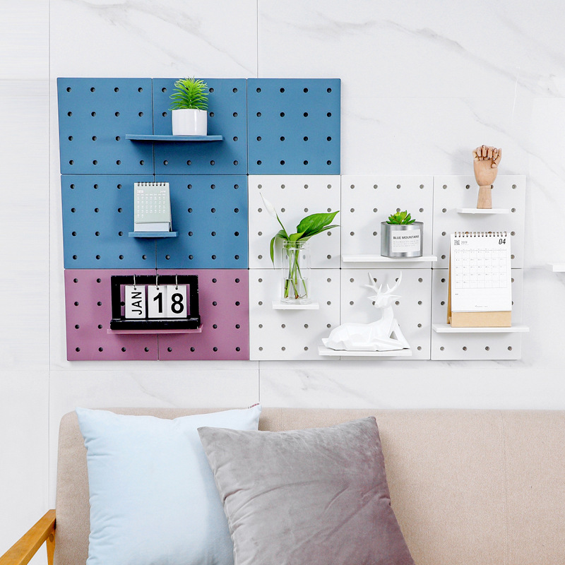 4-in-1 Modular Wall Storage Pegboard Display Shelf DIY. No Drilling ...