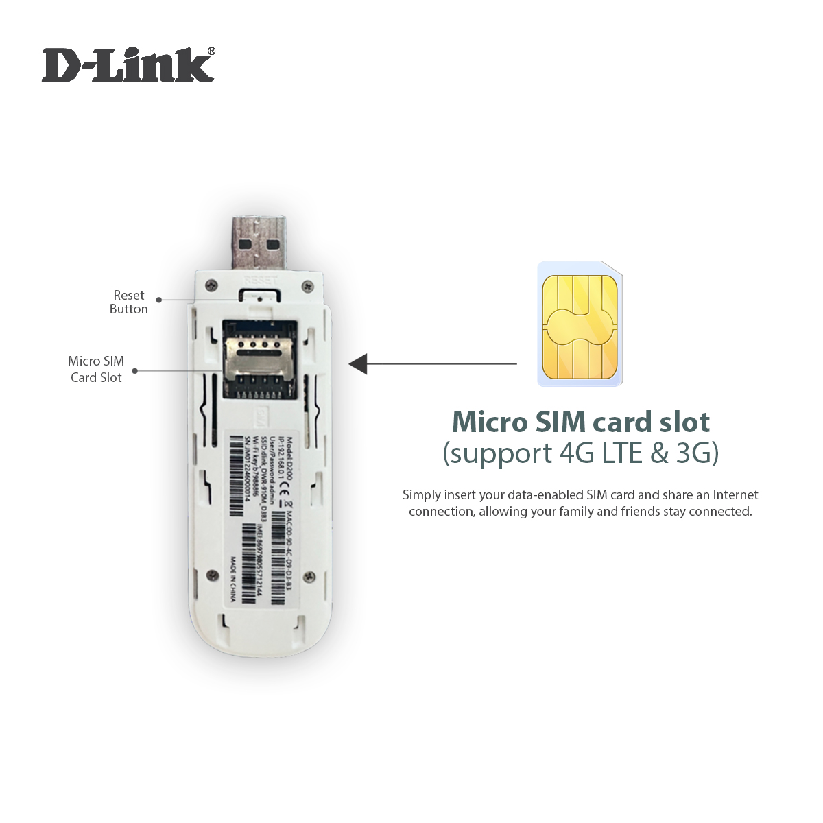 D-Link DWR-910M 4G LTE Mobile USB Adapter WiFi Wireless Dongle ...