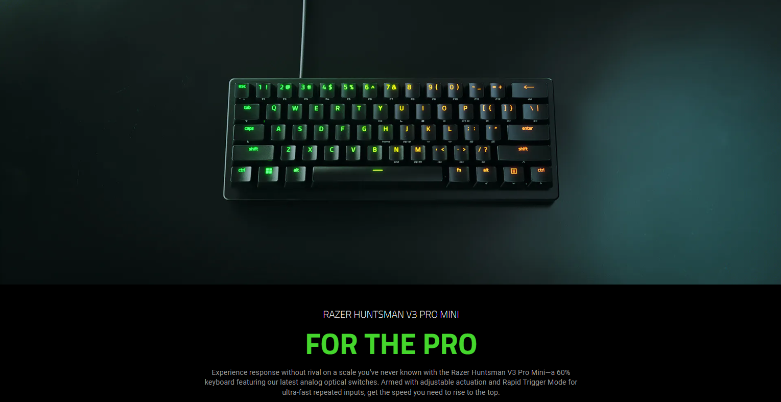Razer Huntsman V3 Pro Mini - 60% Analog Optical Esports Keyboard - US ...