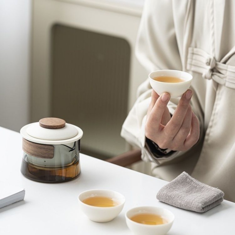 🇸🇬 [In Stock]Portable Tea Set Teapot Stackable Teapot Set Travel Teapot ...