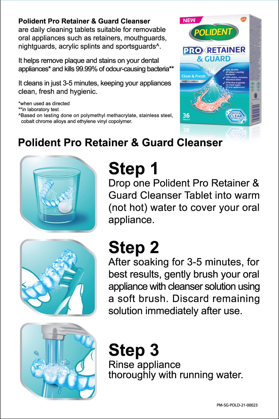 [3 Pack] POLIDENT Pro Retainer & Guard Cleanser, Suitable for Retainer ...