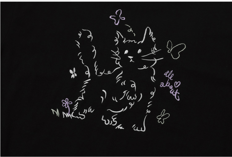 CPGN STUDIO About Love Cat Embroidery Short Sleeve T-shirt