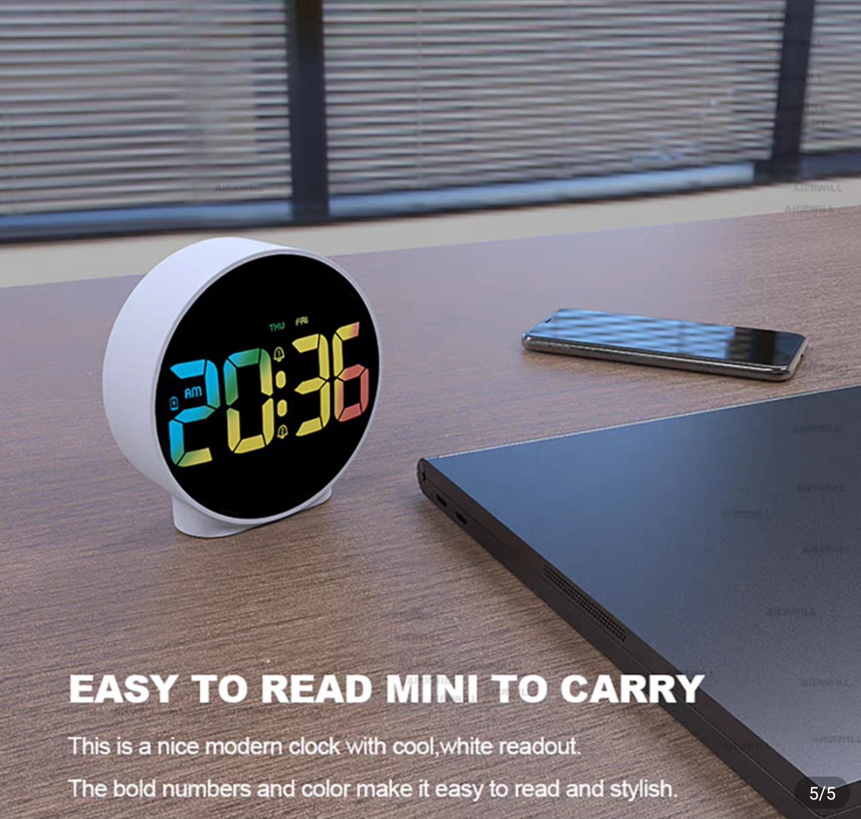 [SG] LED Digital Alarm Clock Round Clock Minimalist Design with 2 ...