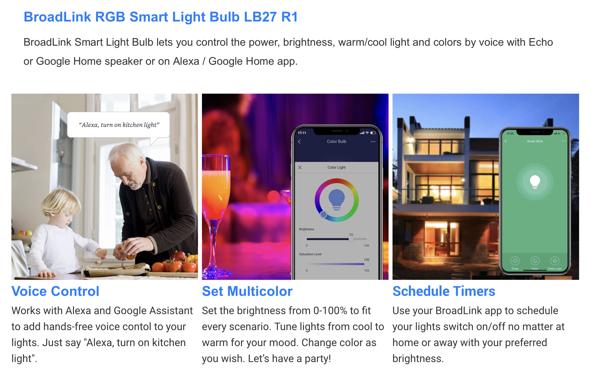 BroadLink LB27-R1 Smart LED Bulb E27 - RGB (16 Million Colours) | All ...