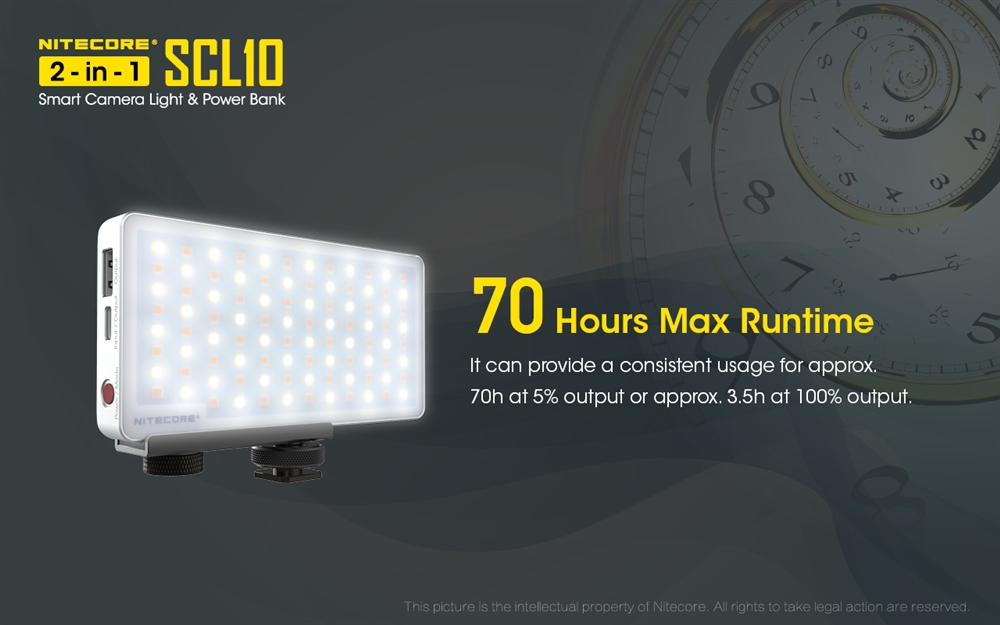 Nitecore SCL10 2-in-1 Smart Camera LED Light and 10000mAh Power Bank ...