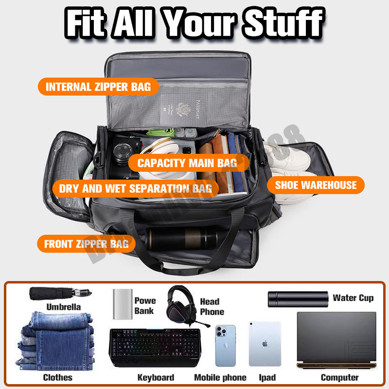 Large Capacity Foldable Duffle Bag Travel Backpack Bag Waterproof Hand ...