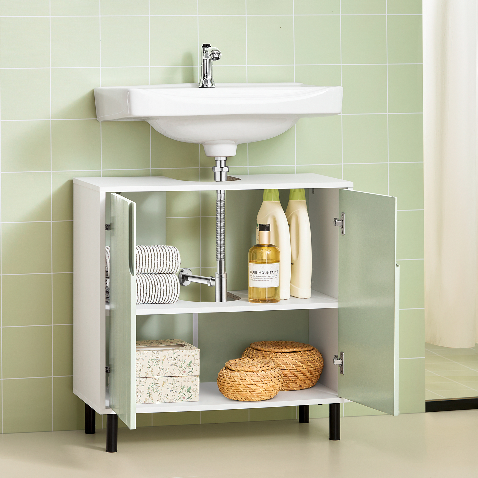 (SG STOCK)SoBuy BZR139-GR Basin Cabinet, Under Sink Bathroom Storage ...