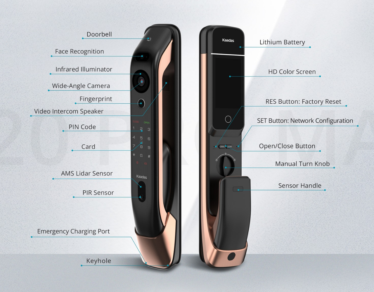 Kaadas K20 Pro Max Face Recognition Digital Door Lock - WiFi Enabled ...