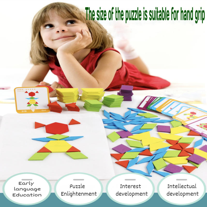 Pattern Blocks Games Creative Geometric Shape 155pcs Puzzle Early ...