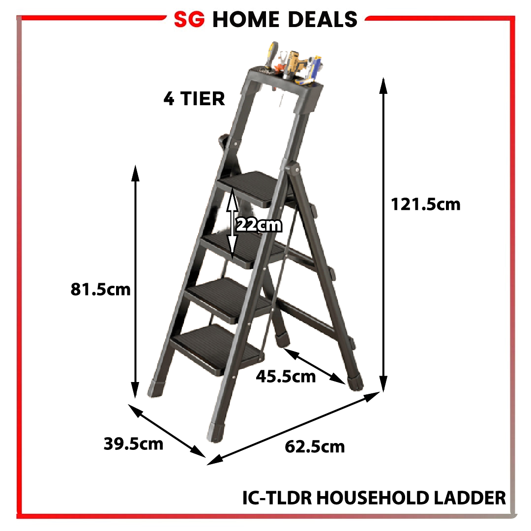 5/6 Tier Foldable Household Ladder Folding Ladder Herringbone Thickened ...