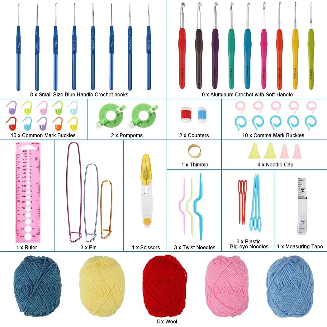 Crochet kit crochet hook set crochet kit for beginner 59 Pcs set ...
