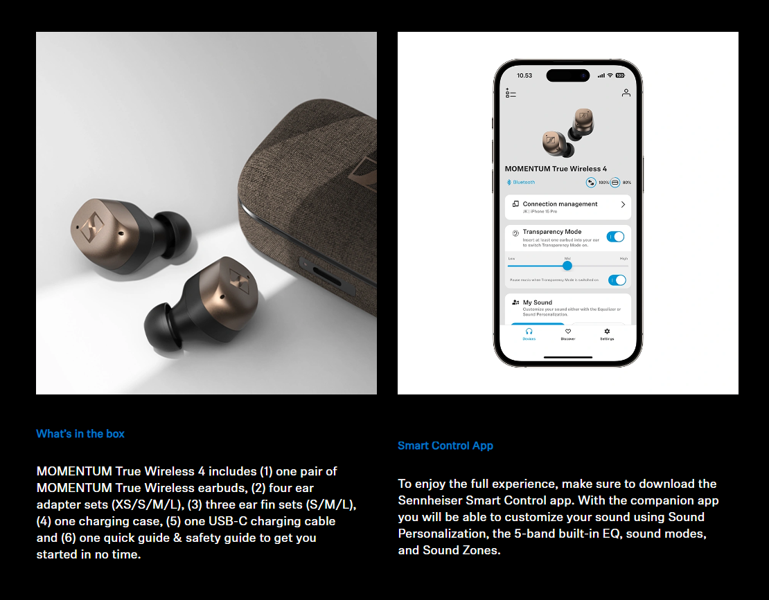 Sennheiser MOMENTUM True Wireless 4 | MTW4 True Wireless Earbuds | 1 ...