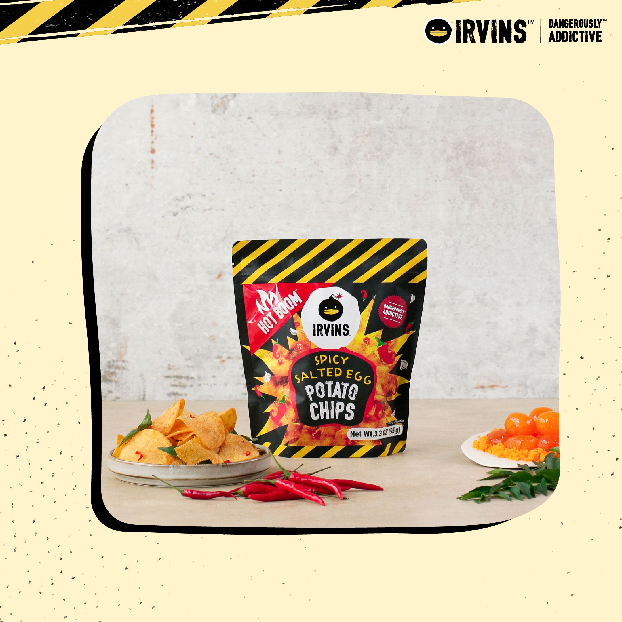 [Bundle of 6] IRVINS Salted Egg Hot Boom Potato Chips 95g (6xHBPC95 ...