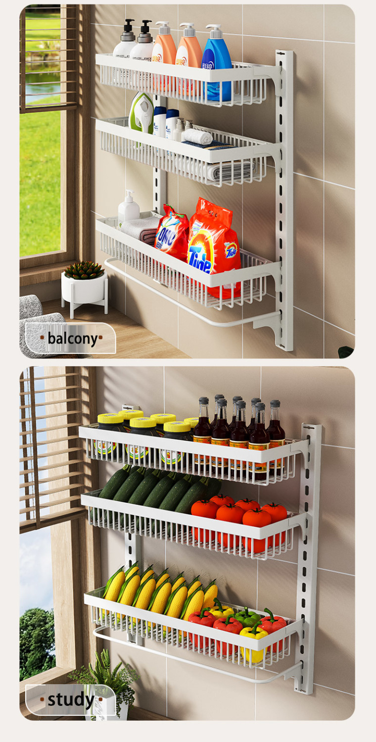 【SG 】Non perforated bathroom door storage rack/multi-layer adjustable ...